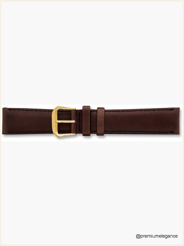 12mm Italian Leather Watch Band 6.75" Gold Buckle